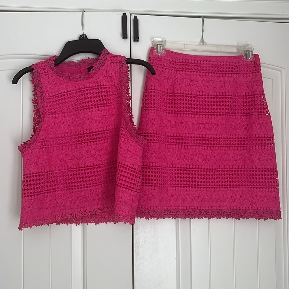 Sugarlips Fuchsia Lace Top and Skirt Set